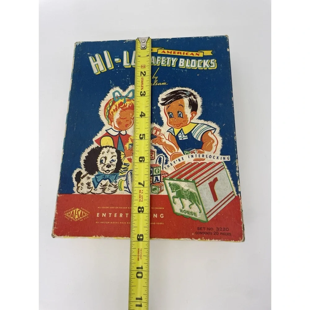 1950'S Vintage Halsam Hi-Lo Blocks BOX ONLY #3220 Toy Collectors BOX- No Blocks